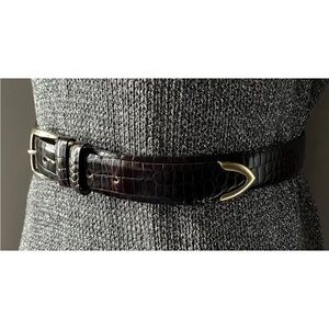 Cipriani Italian Alligator Calfskin Dark Brown Men’s Belt Large